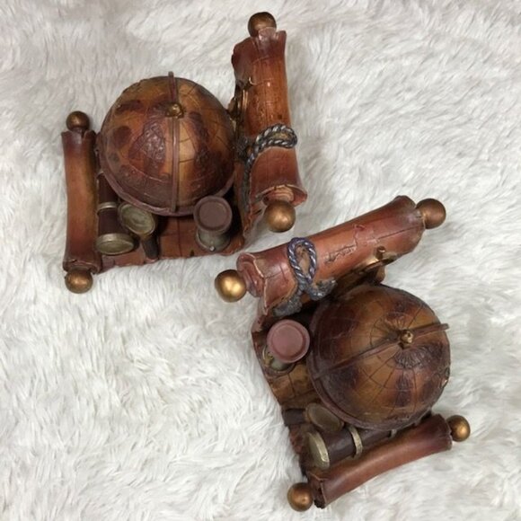 Old World Globe Antique Finished Weighted Resin Bookends - Picture 11 of 14